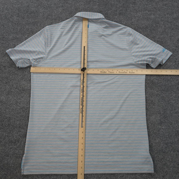 Johnnie O Polo Shirt Mens Large Grey Striped Newton Performance Golfing Prep - Picture 8 of 10